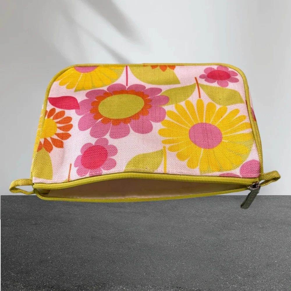 Clinique Floral Cosmetic Bag Makeup Holder Zipper Pouch Carrier Multicolored - Picture 4 of 10